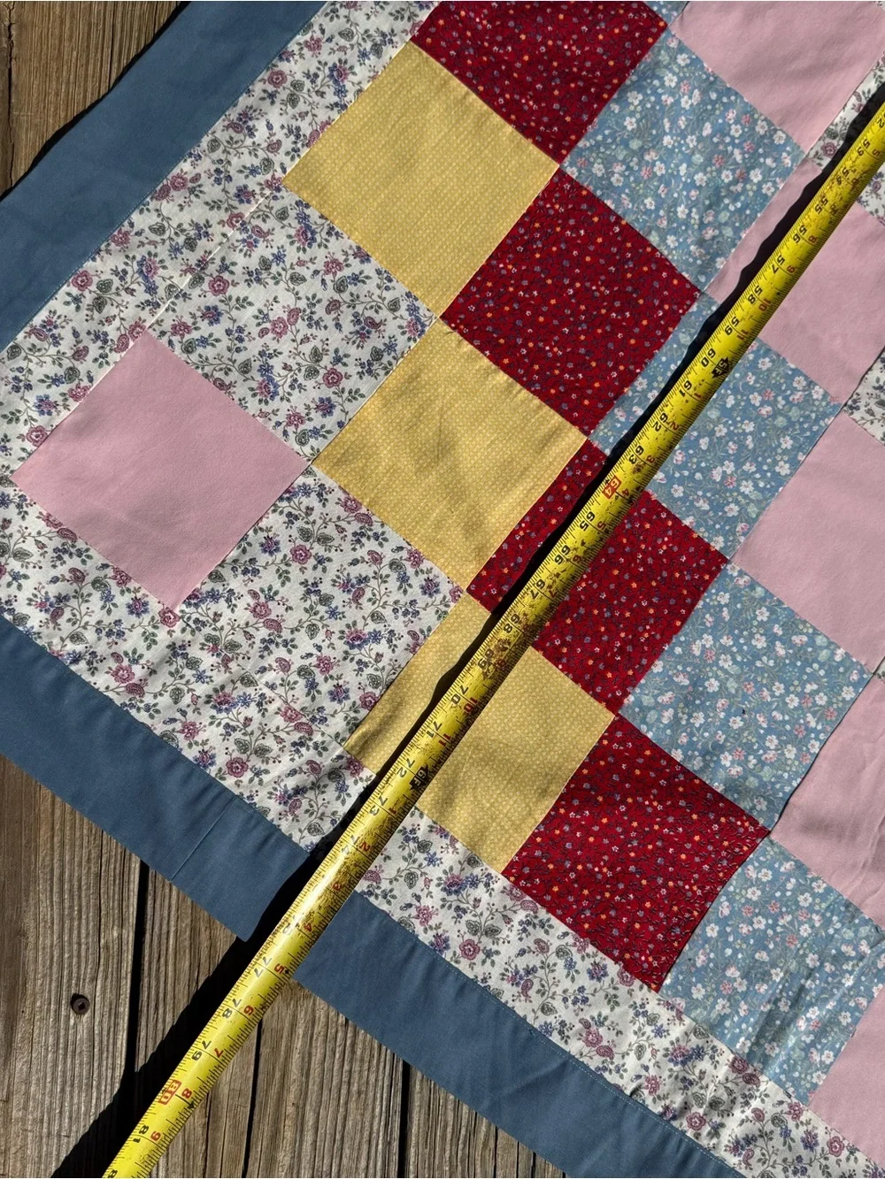 Handmade Patchwork Around the World 77x94 Quilt TOPPER and Two Shams